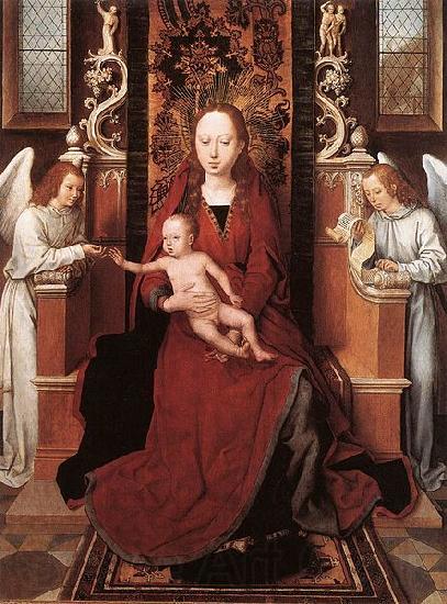 Hans Memling Virgin and Child Enthroned with Two Angels Germany oil painting art